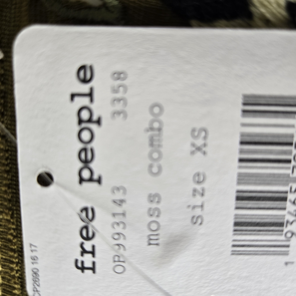 Free People Women's XS Olive Moss Embroidered Long Sleeve Crop Top - Picture 5 of 13